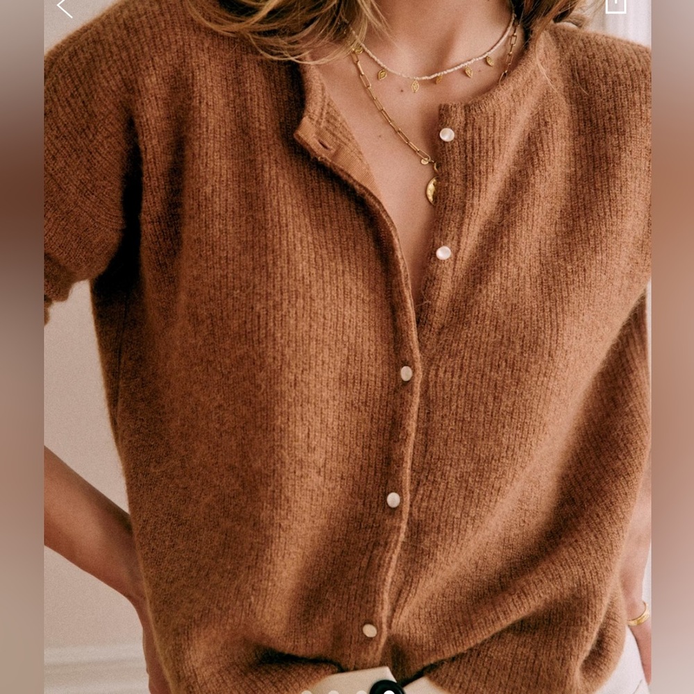Sezane Brown Cozy Button-Front Cardigan